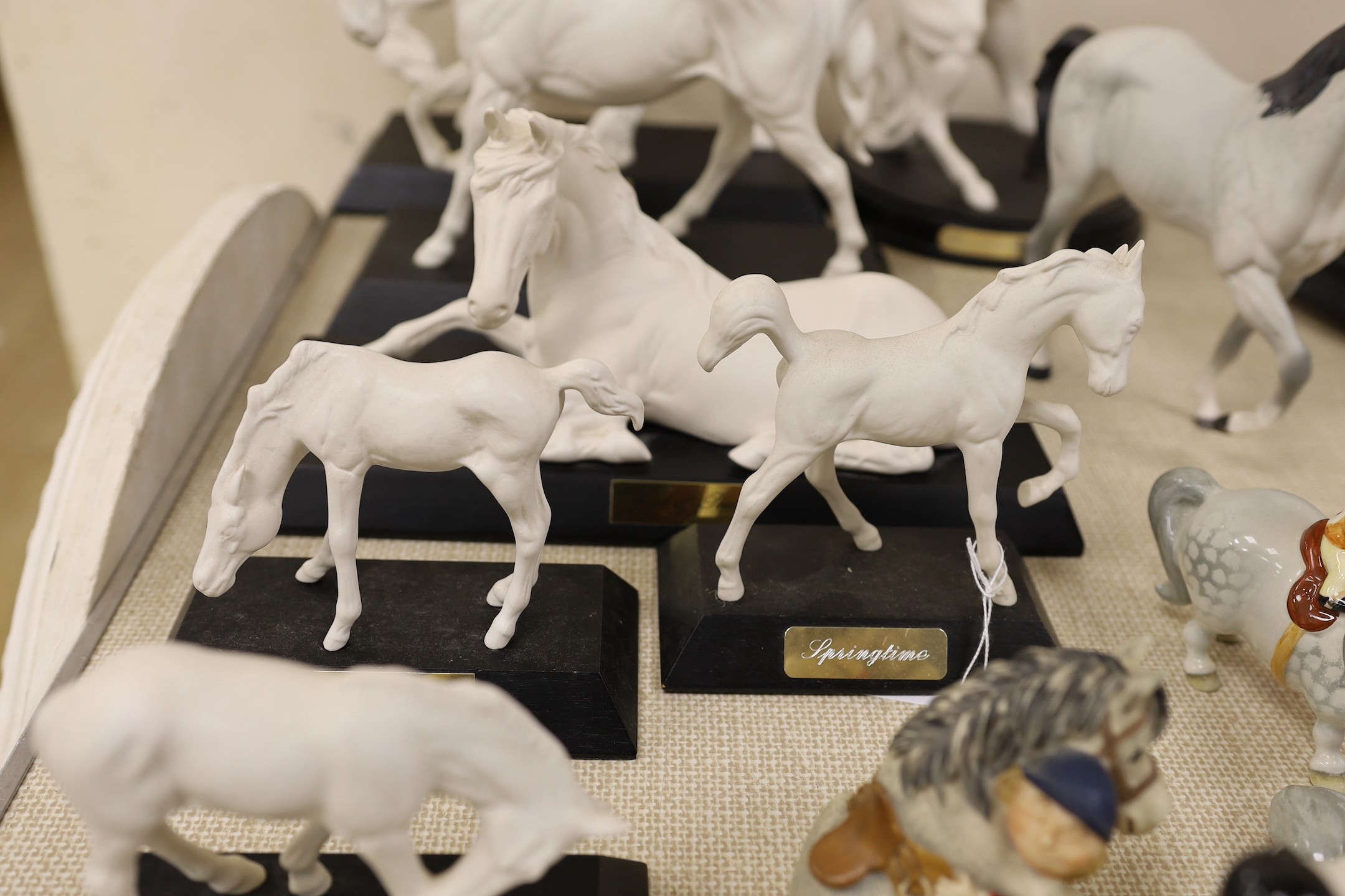 A selection of Beswick horses, to include Springtime, Sunlight, Young Spirit, Spirit of Peace, Spirit of Freedom, Spirit of Earth, Spirit of the Wild, together with another Beswick horse and four from the Thelwell series